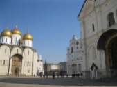 A square filled with churches in the Kremlin